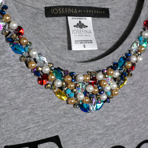 Tee gris Taco Addict bordada