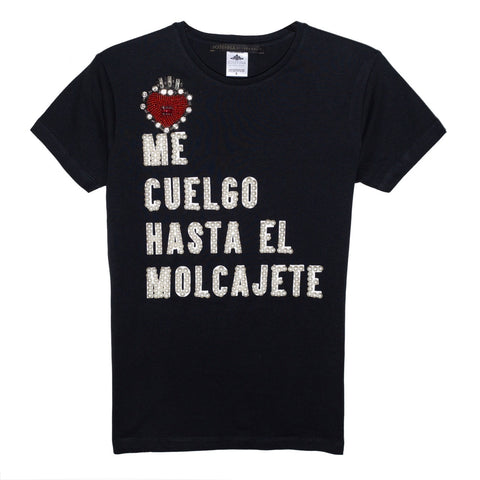 Tee Negra "Me cuelgo hasta el molcajete"